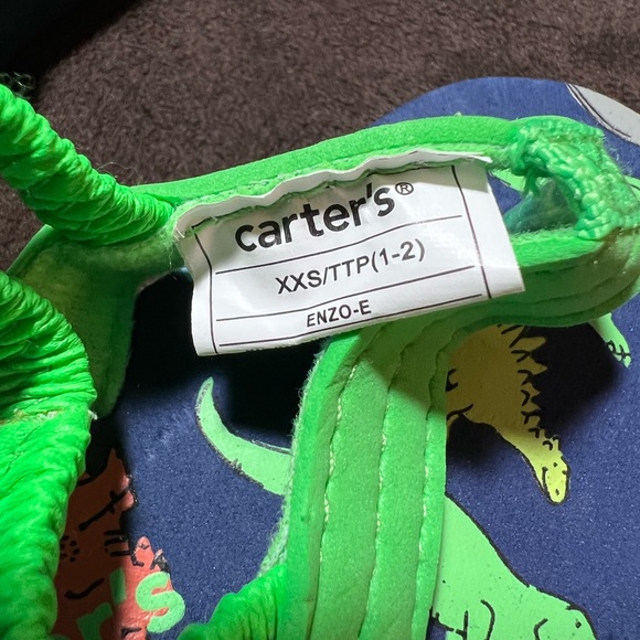 Carter’s dinosaurs flip flops/ sandals. Size XXS 1-2 - Picture 4 of 5